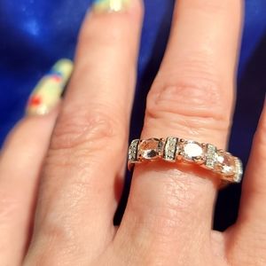 Genuine Morganite & White Diamond 925 Ring